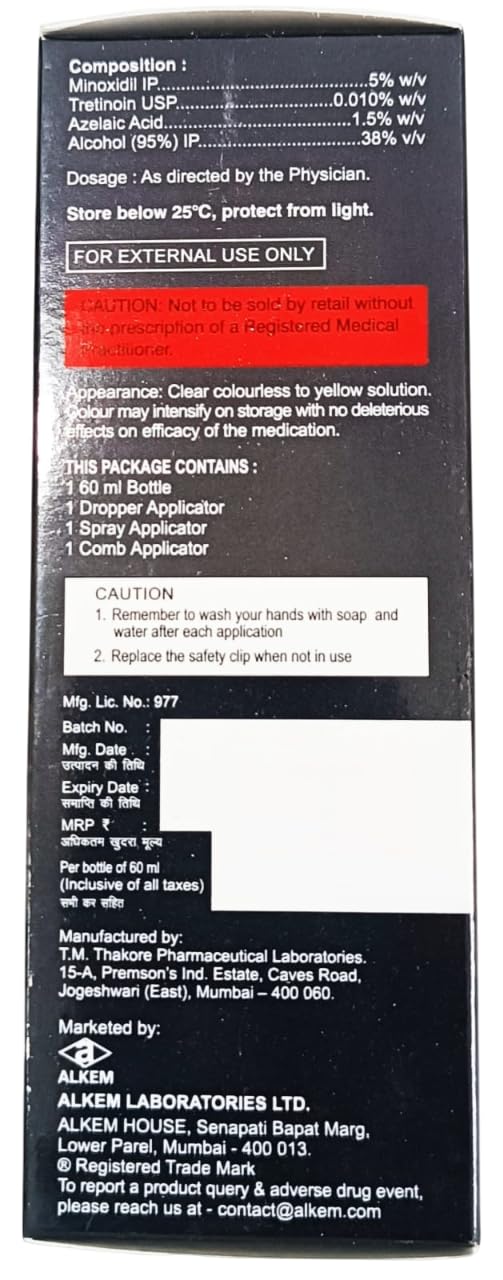 Minokem N 5% - Bottle of 60ml Soultion with Minoxidil Azelaic Acid and Tretinoin (pack of 10)