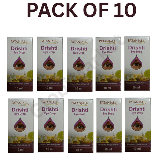 Patanjali Drishti Eye Drops 10ml Pack Each Herbal Ayurvedic Eye Care (pack of 10)